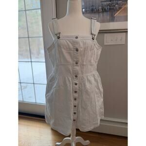 American Eagle White Button Front Overall Dress Adjustable Straps